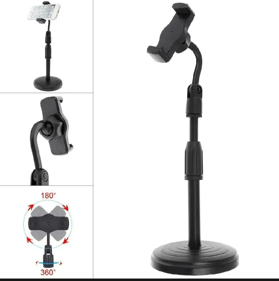 Adjustable Mobile Phone Stand Retractable Holder Desk Table Clip Bracket Cell Phone Support Mount for Live Broadcast Video Recording