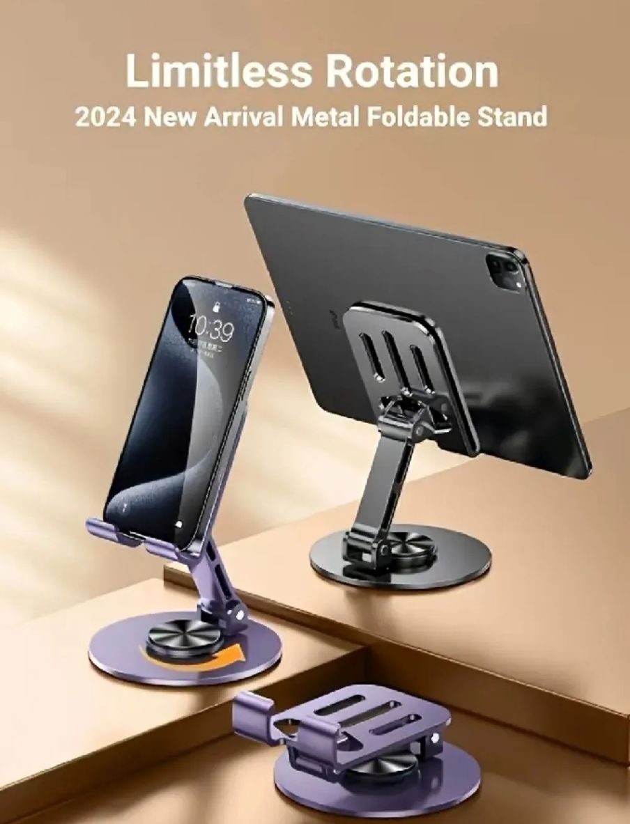 360° Adjustable Mobile & Tablet Desk Stand Holder Clip for TikTok, YouTube Shorts, Live Streaming & Video Recording – Black