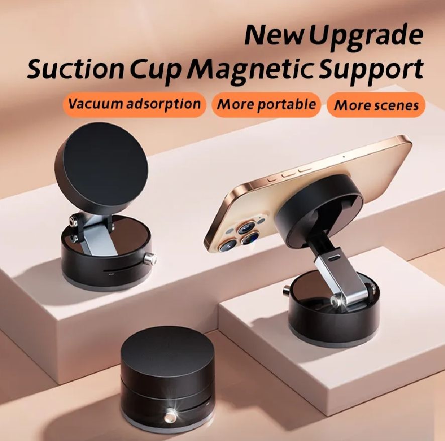 Foldable Magnetic Car Phone Holder with Vacuum Suction Cup – Universal Mobile Mount for iPhone & Android