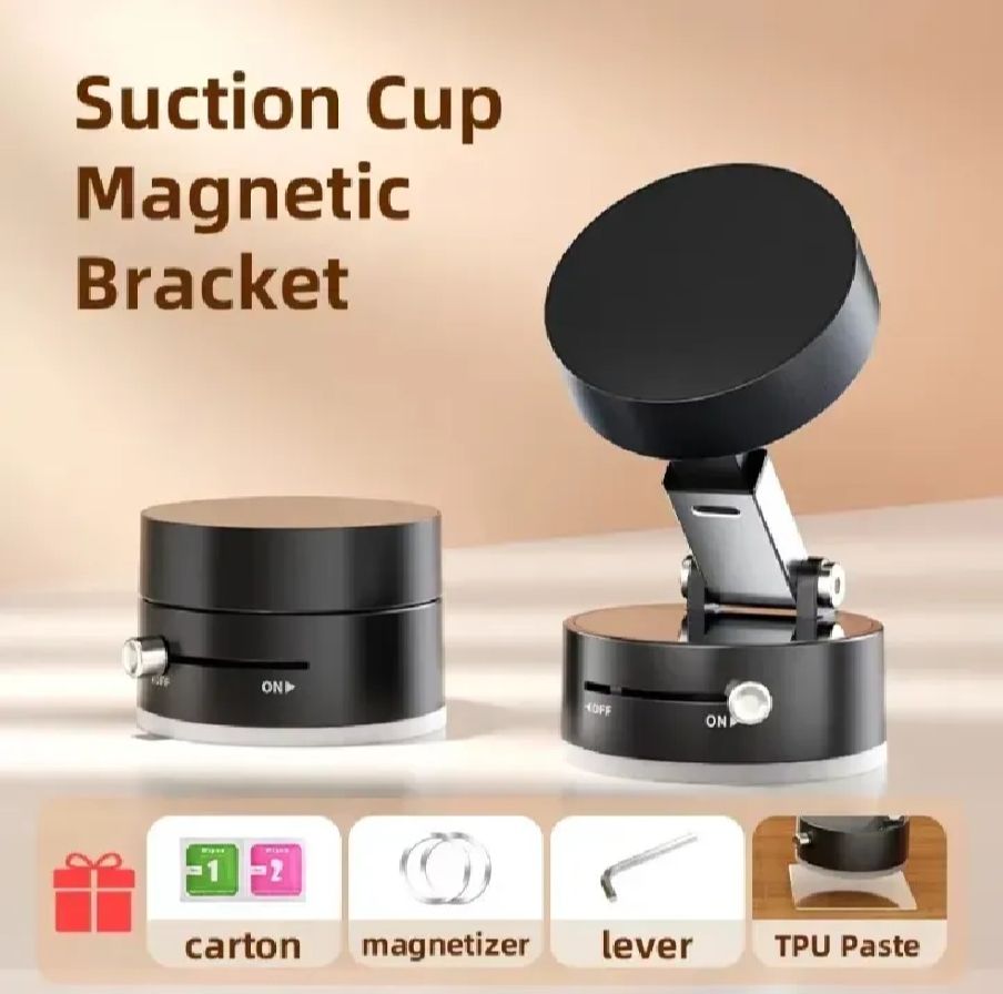 Foldable Magnetic Car Phone Holder with Vacuum Suction Cup – Universal Mobile Mount for iPhone & Android